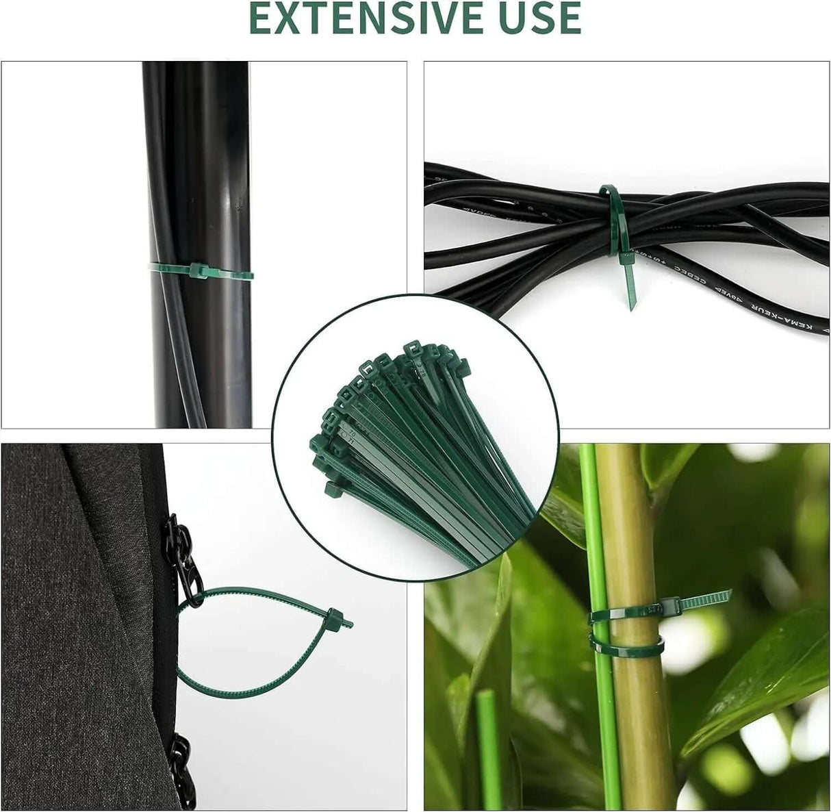 100 Pieces of 8-Inch 3mm Dark Green Nylon Self-Locking Garden Cable Zip Ties-Allen Cozy Haven Store
