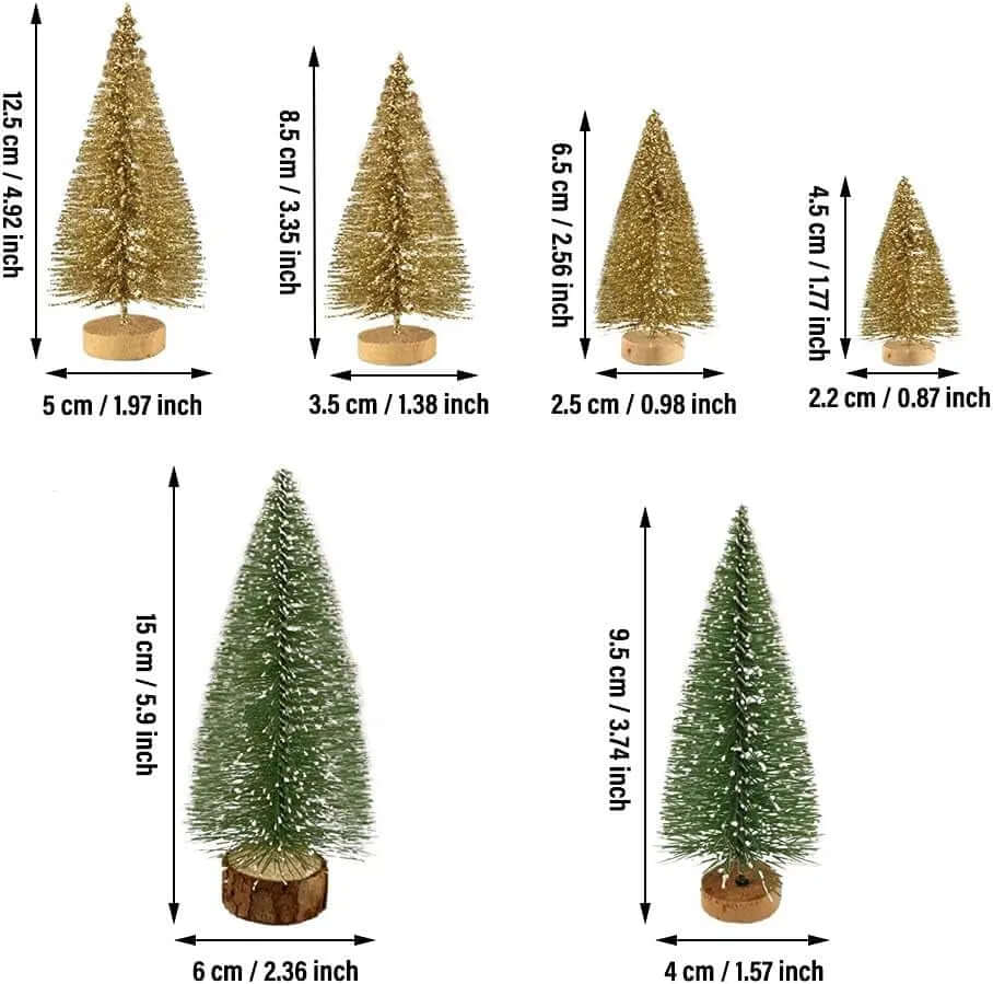 18-Piece Set of Miniature Artificial Pine Christmas Trees with Wood Base - Bottle Brush Snow Trees for Winter Table Decorations and Crafting-Allen Cozy Haven Store
