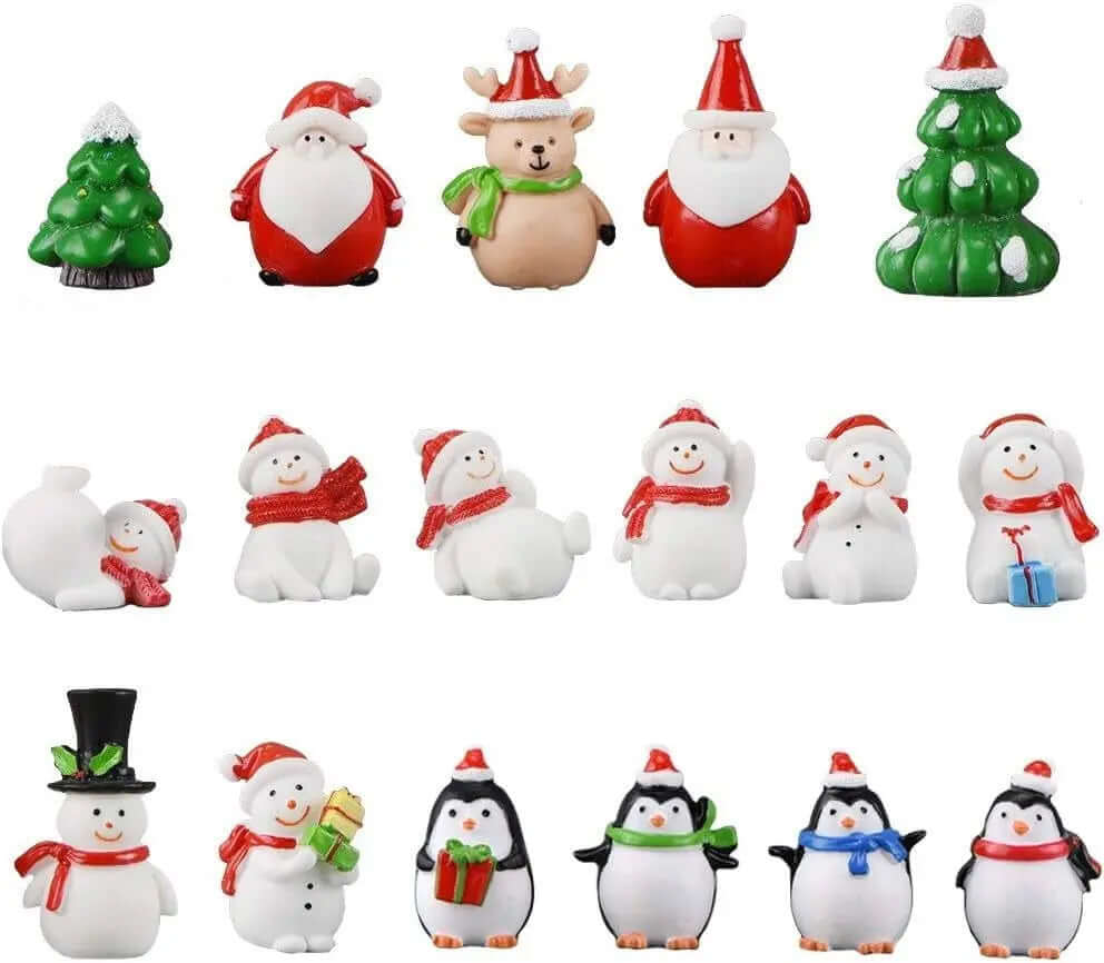 18-Piece Set of Miniature Artificial Pine Christmas Trees with Wood Base - Bottle Brush Snow Trees for Winter Table Decorations and Crafting-Allen Cozy Haven Store