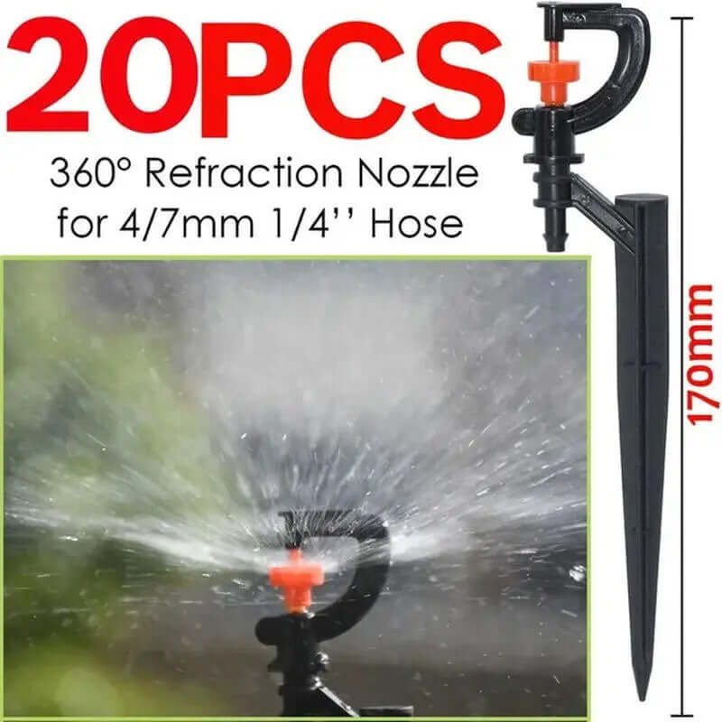 20-Piece Adjustable 360° and 180° Irrigation Sprinkler Dripper Set with 13CM Stakes for Greenhouse and Garden Watering-Allen Cozy Haven Store