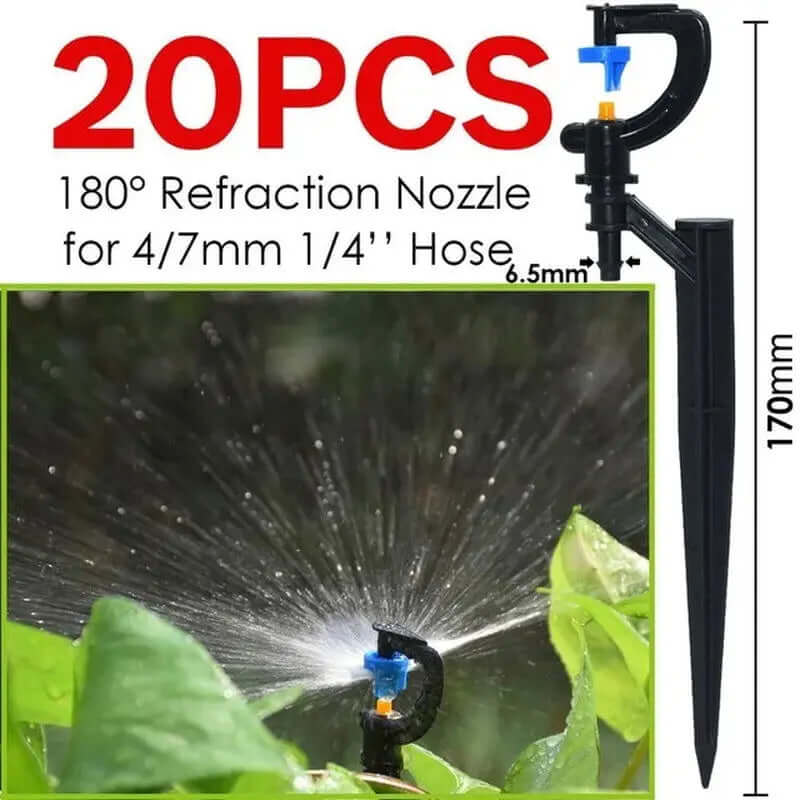 20-Piece Adjustable 360° and 180° Irrigation Sprinkler Dripper Set with 13CM Stakes for Greenhouse and Garden Watering-Allen Cozy Haven Store