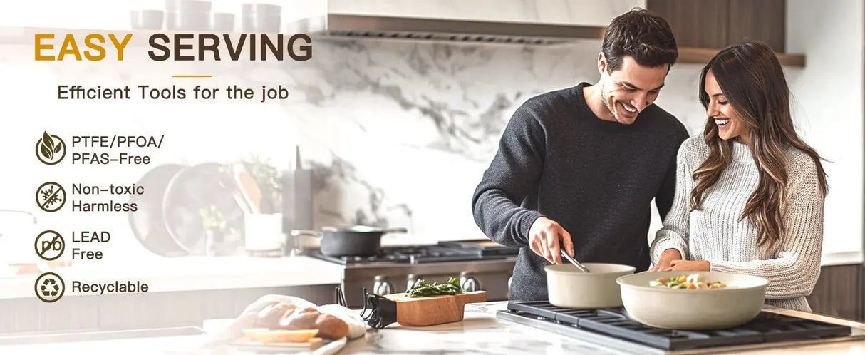 21 Piece Pots and Pans Set Non-Stick, Astercook Ceramic Cookware Set with Sensor Handles, Milky white Allen Cozy Haven Store