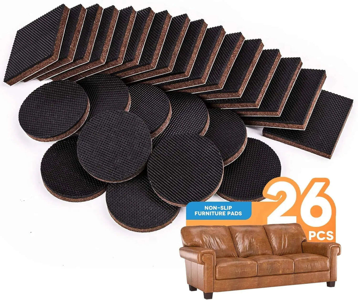 26-Piece Non-Slip Rubber Furniture Pads - Self-Adhesive Anti-Skid Protectors for Wood Floors and Furniture Stability-Allen Cozy Haven Store