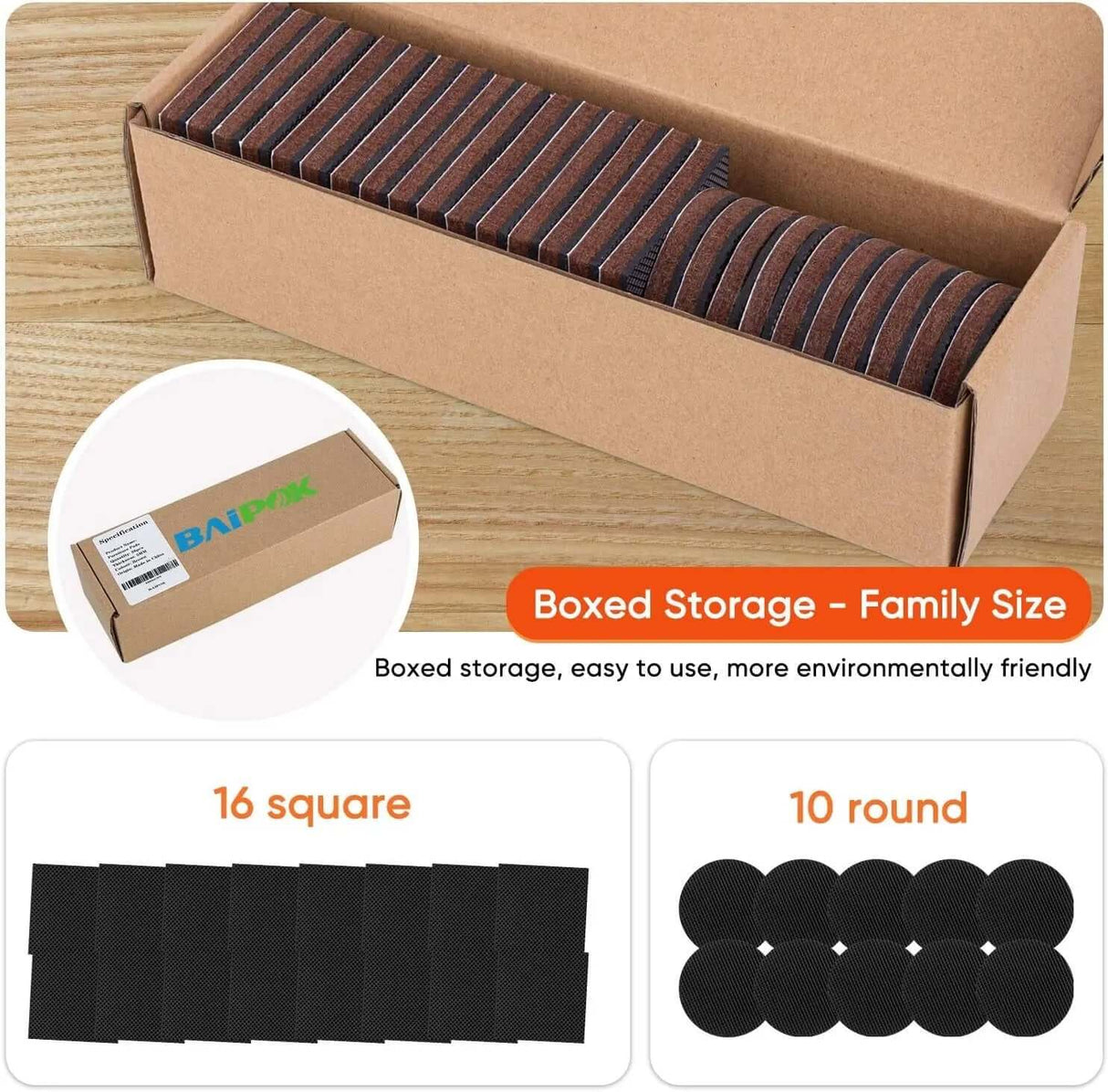 26-Piece Non-Slip Rubber Furniture Pads - Self-Adhesive Anti-Skid Protectors for Wood Floors and Furniture Stability-Allen Cozy Haven Store