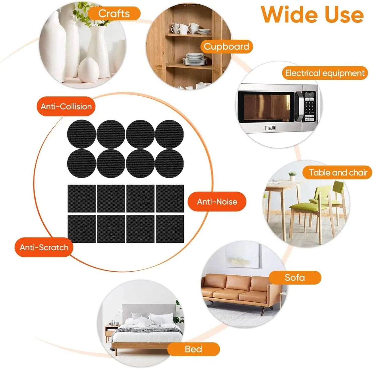 26-Piece Non-Slip Rubber Furniture Pads - Self-Adhesive Anti-Skid Protectors for Wood Floors and Furniture Stability-Allen Cozy Haven Store