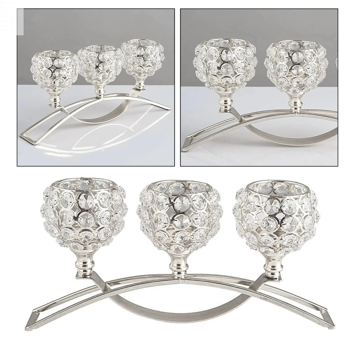 3-Arm Crystal Candelabra Candle Holders Allen Cozy Haven Store