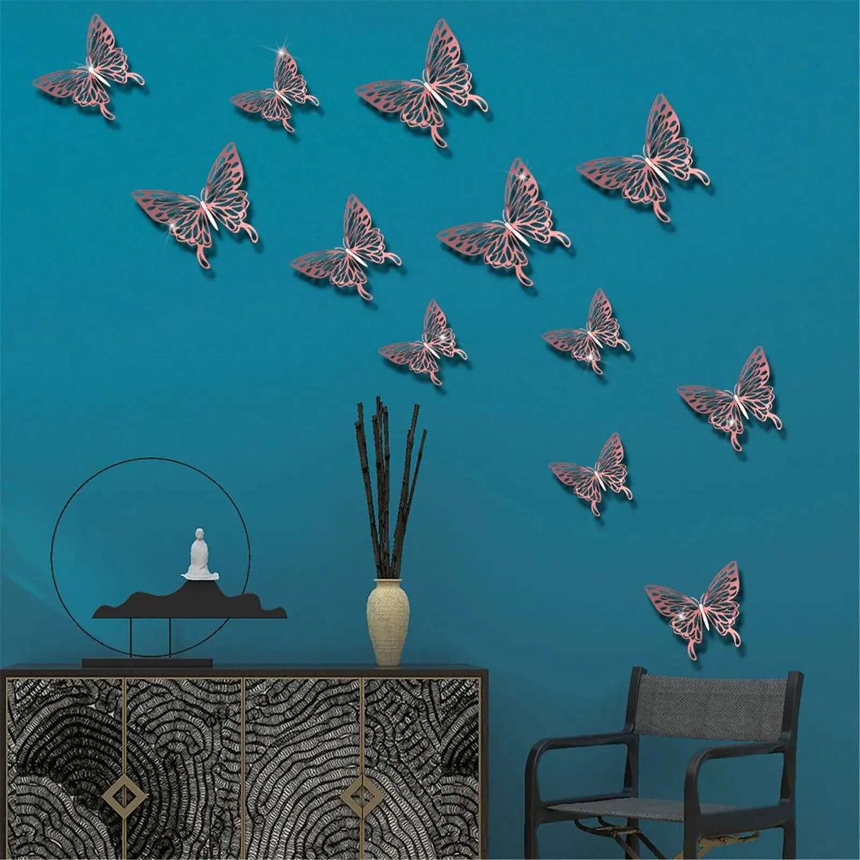 3D Hollow Butterfly Wall Stickers Home Decor Cardboard Butterfly Wall Stickers Home Decor Accessories Accesorios De Cocina-Allen Cozy Haven Store