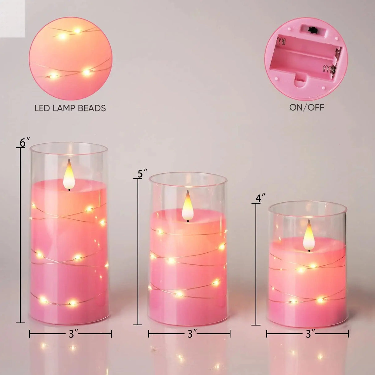 3pcs Flameless LED Candles - Warm White Ambiance Allen Cozy Haven Store