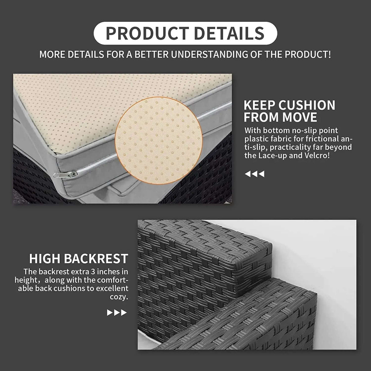 5-Piece Outdoor Wicker Sofa Set with Grey Non-Slip Cushions and Waterproof Covers-Allen Cozy Haven Store