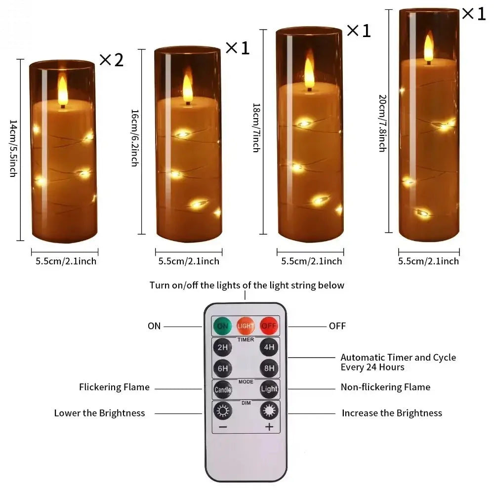 5Pc Flameless Star String LED Candles with Remote Allen Cozy Haven Store
