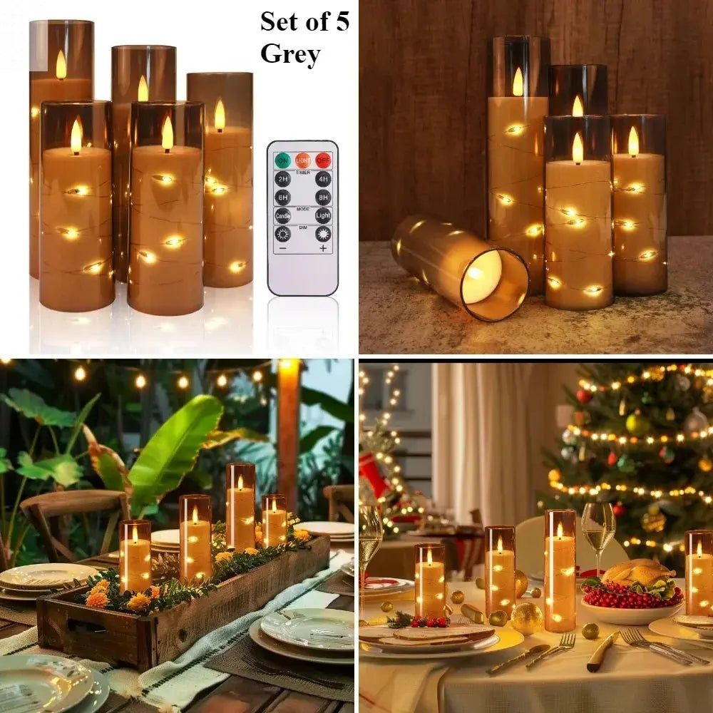 5Pc Flameless Star String LED Candles with Remote Allen Cozy Haven Store