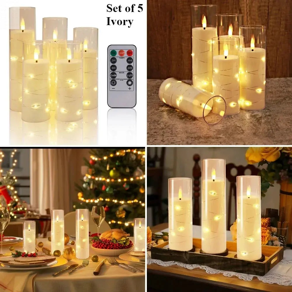 5Pc Flameless Star String LED Candles with Remote Allen Cozy Haven Store
