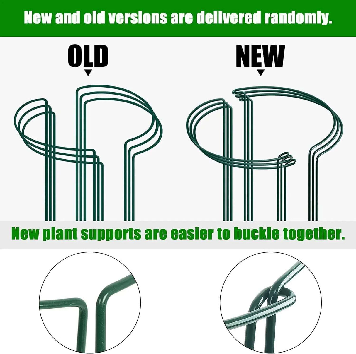 6-Pack Metal Garden Plant Support Stakes - 10" Wide x 16" High Green Half-Round Support Rings for Potted Plants, Ideal for Tomatoes and Hydrangeas-Allen Cozy Haven Store