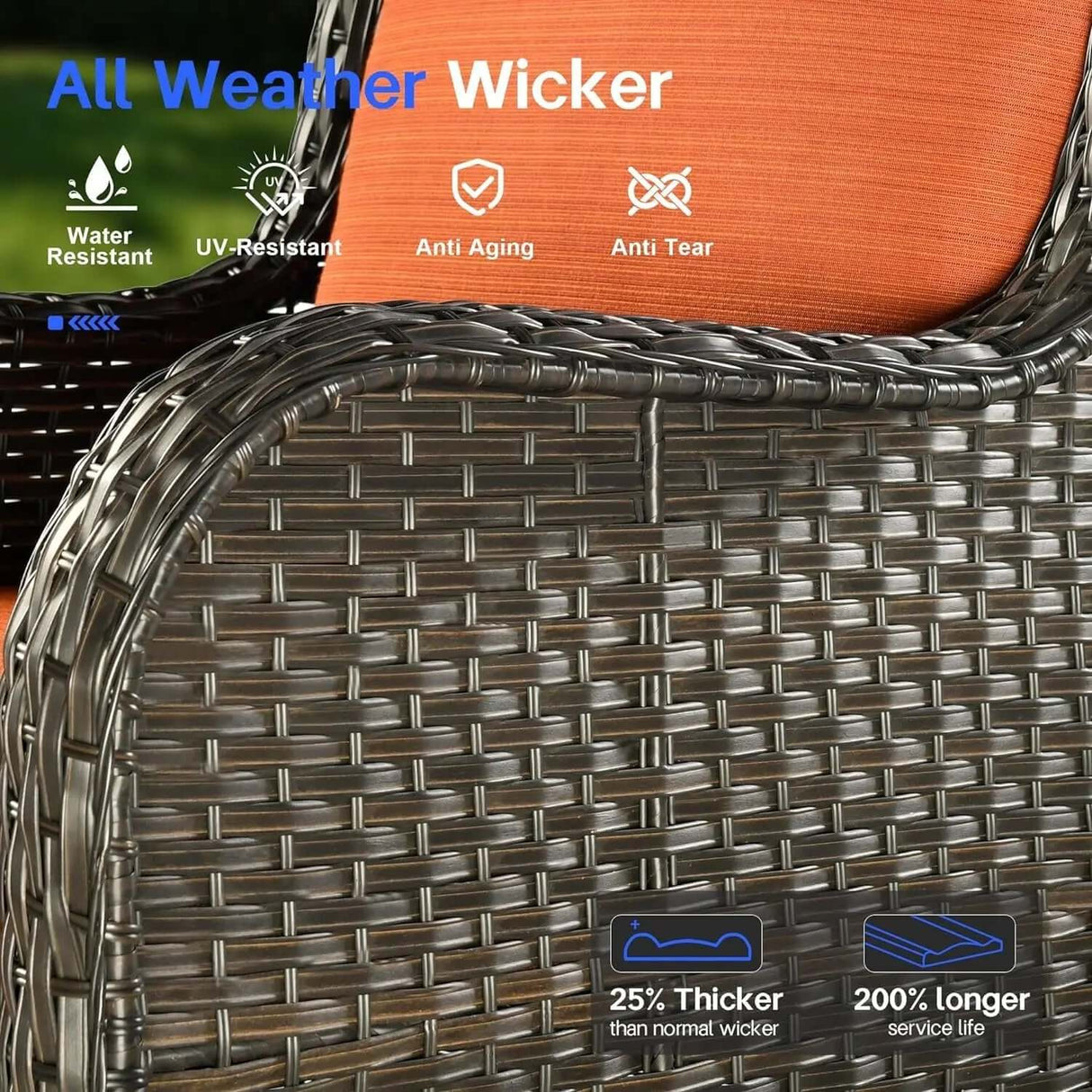 6-Piece All-Weather Wicker Patio Furniture Set with Swivel Rocking Chairs and High Back Sofa-Allen Cozy Haven Store