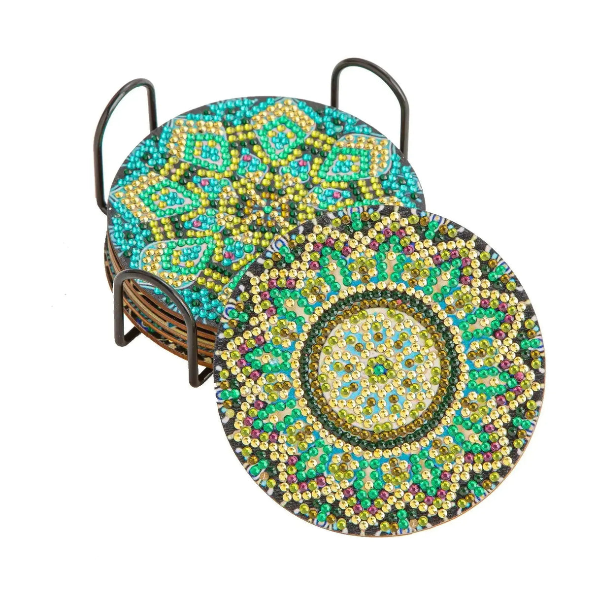 6-Piece Mandala Diamond Painting Coaster Set with Holder - Art Kits-Allen Cozy Haven Store