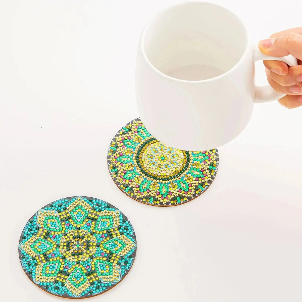6-Piece Mandala Diamond Painting Coaster Set with Holder - Art Kits-Allen Cozy Haven Store