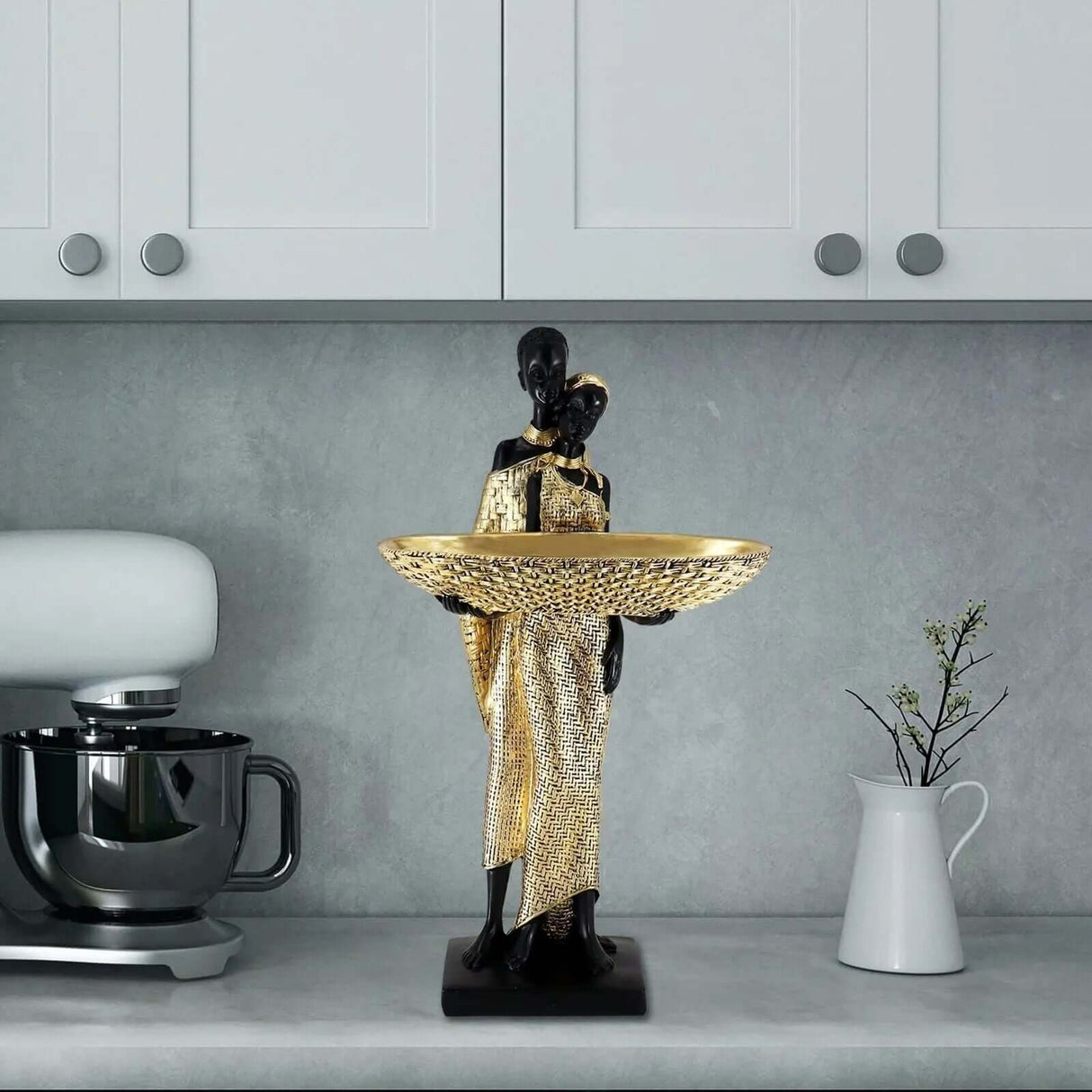 African Statues and Sculptures for Home Decor - 15-Inch Tribal Art Figurines-Allen Cozy Haven Store