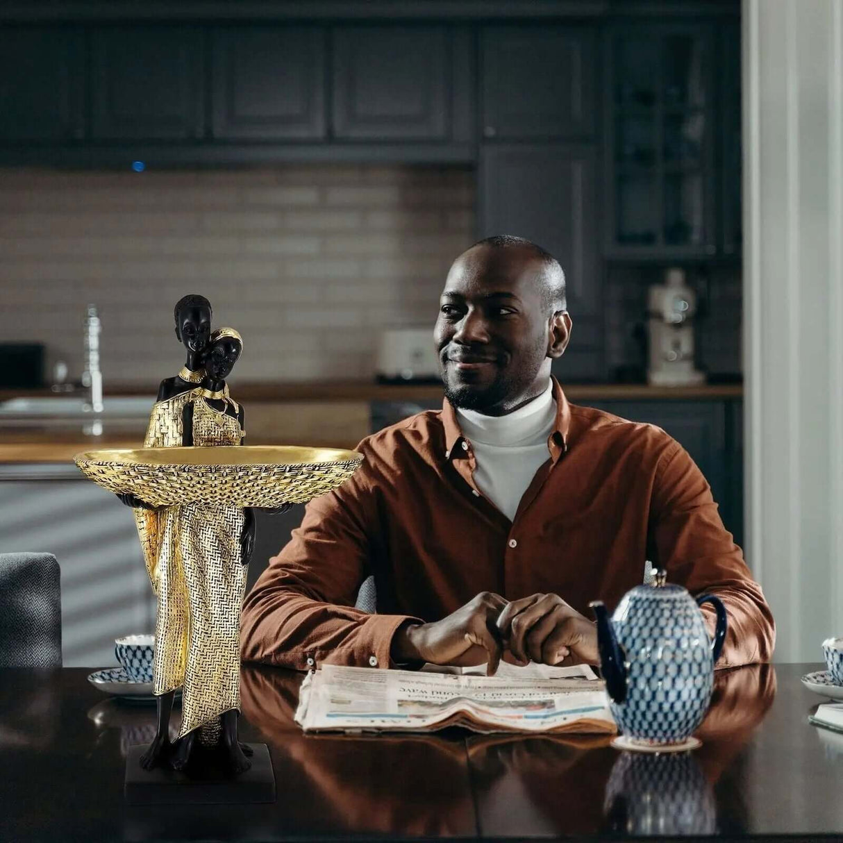 African Statues and Sculptures for Home Decor - 15-Inch Tribal Art Figurines-Allen Cozy Haven Store