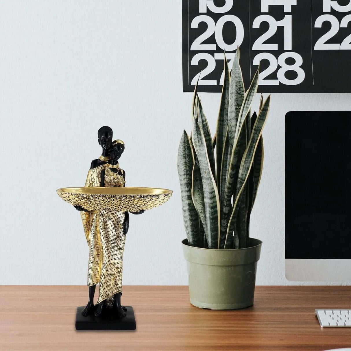 African Statues and Sculptures for Home Decor - 15-Inch Tribal Art Figurines-Allen Cozy Haven Store