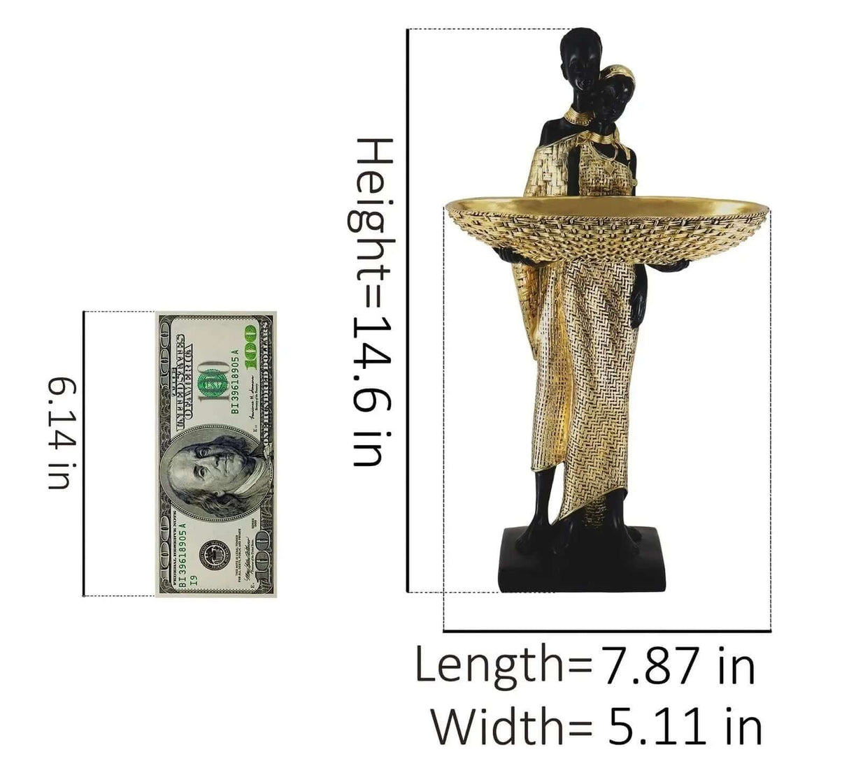 African Statues and Sculptures for Home Decor - 15-Inch Tribal Art Figurines-Allen Cozy Haven Store