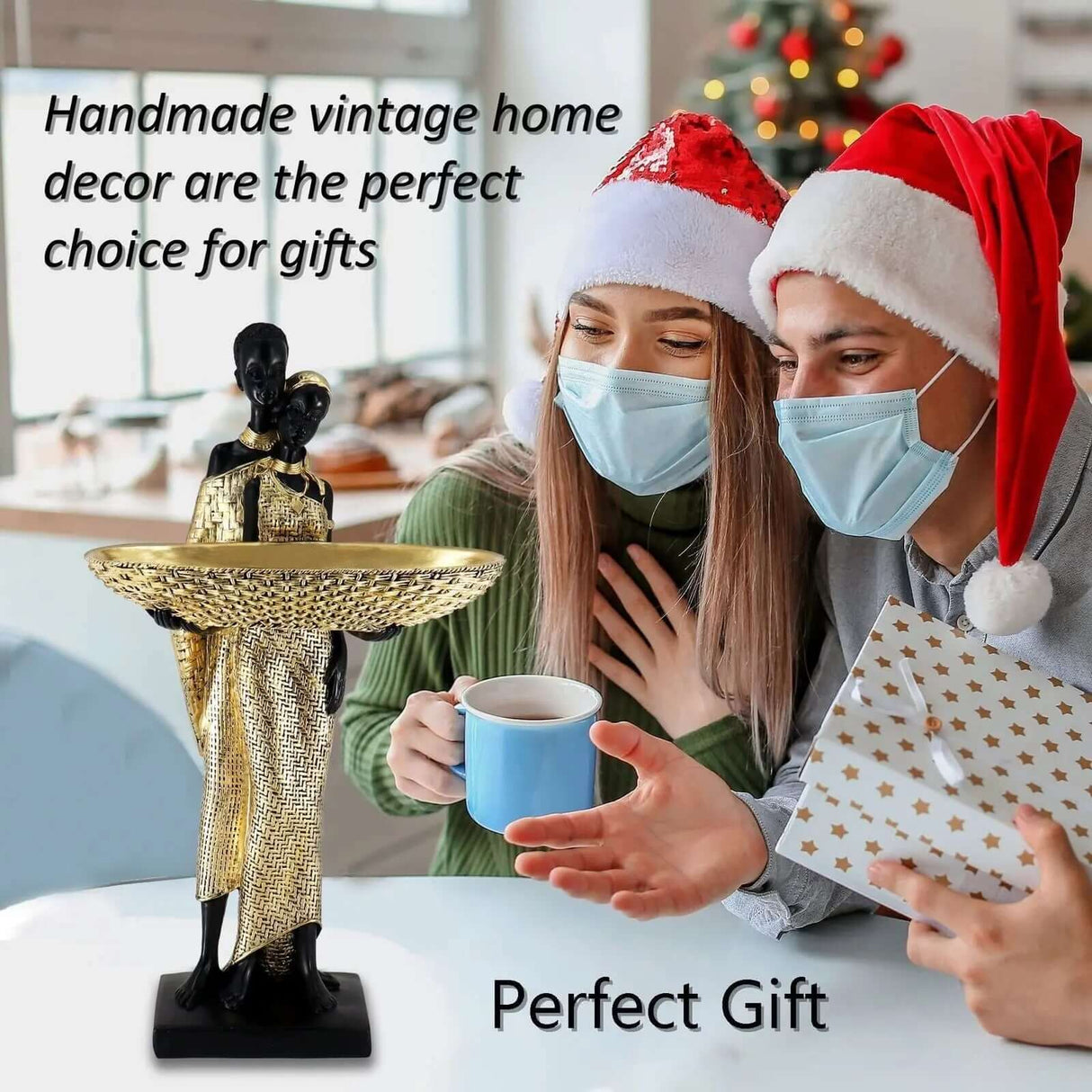 African Statues and Sculptures for Home Decor - 15-Inch Tribal Art Figurines-Allen Cozy Haven Store