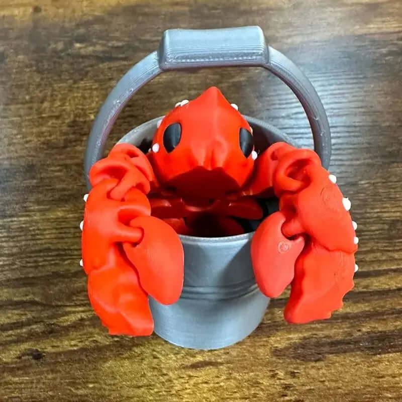 Articulate Lobster Figurine with Decorative Bucket for Home Accents-Allen Cozy Haven Store