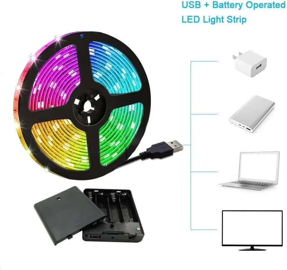 Battery-Operated 6.5FT RGB LED Strip Lights-Allen Cozy Haven Store