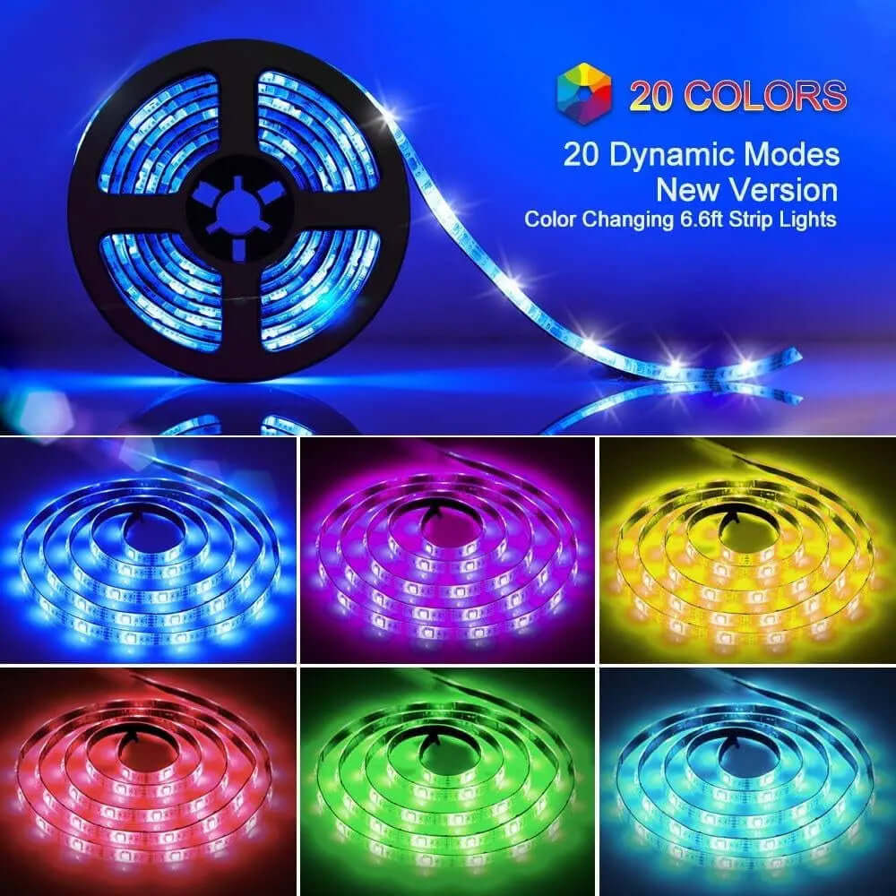 Battery-Operated 6.5FT RGB LED Strip Lights-Allen Cozy Haven Store