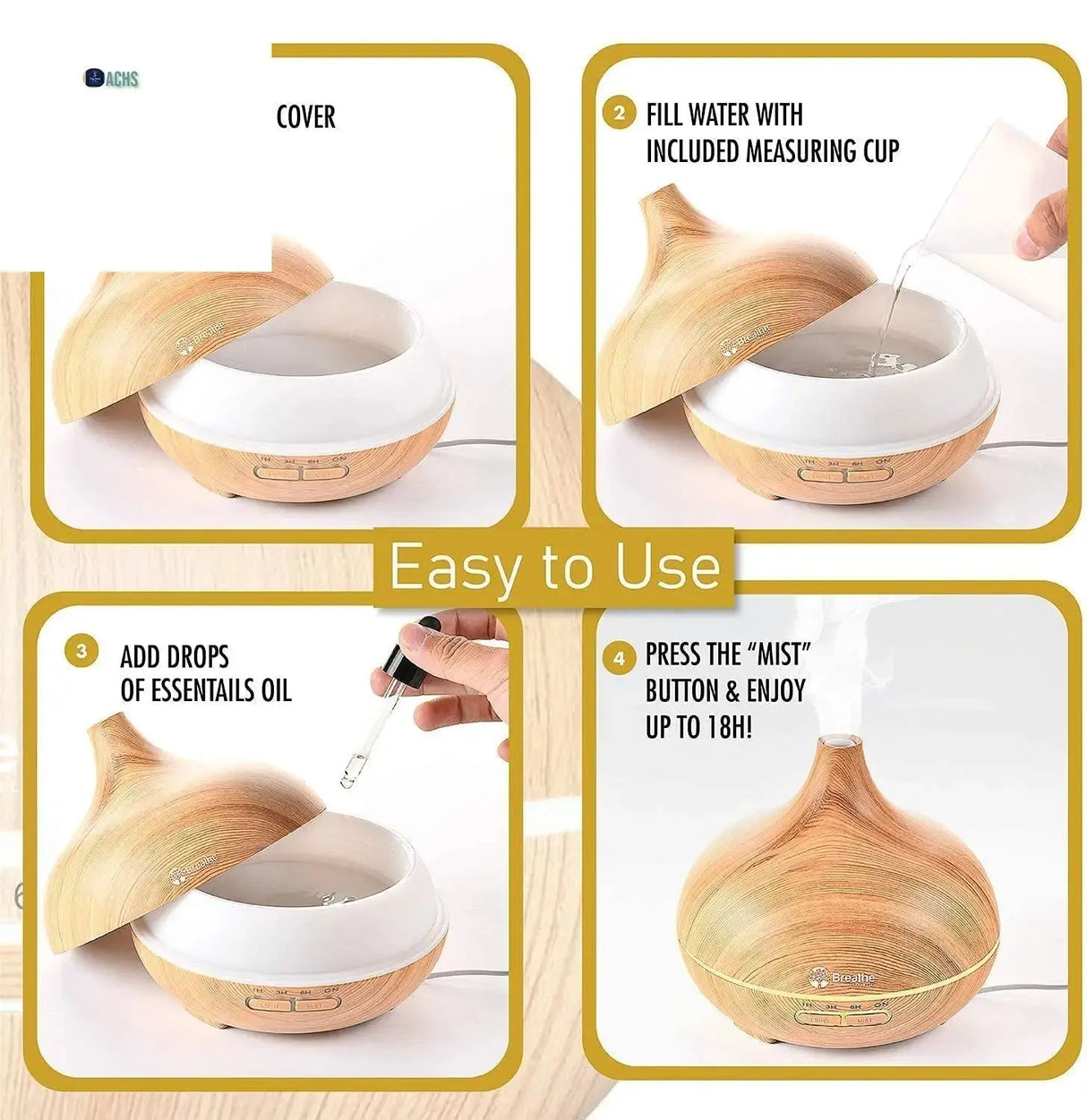 Best Essential Oil Diffuser - Auto Shut-Off (Natural Oak Finish) - Allen Cozy Haven Store -