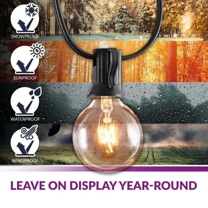 Burroughs 25-Foot Outdoor Plug-In Globe String Lights Featuring 25 Bulbs-Allen Cozy Haven Store