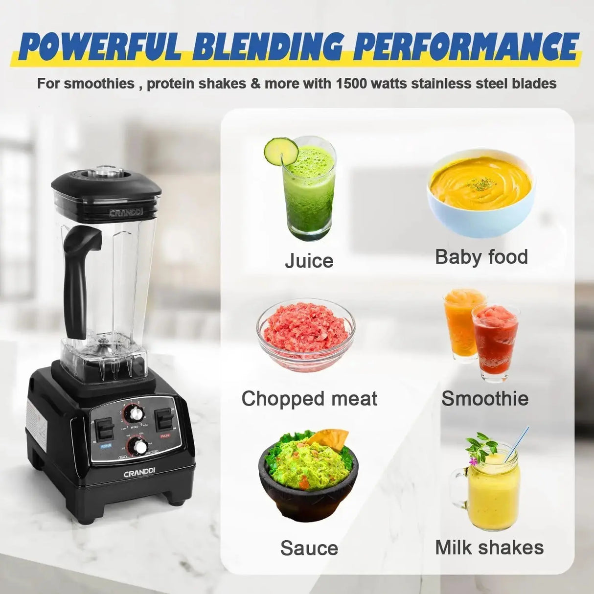 Commercial Blender with Timer, 70oz Capacity with 1500W-Allen Cozy Haven Store