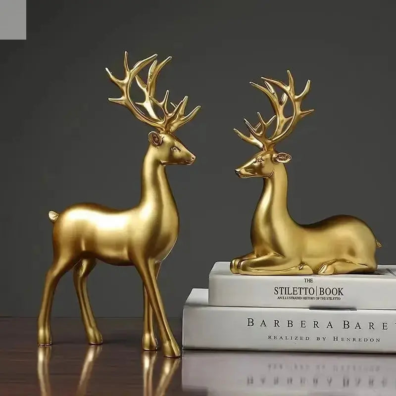 Deer statue standing and sitting resin sculpture reindeer statue Allen Cozy Haven Store