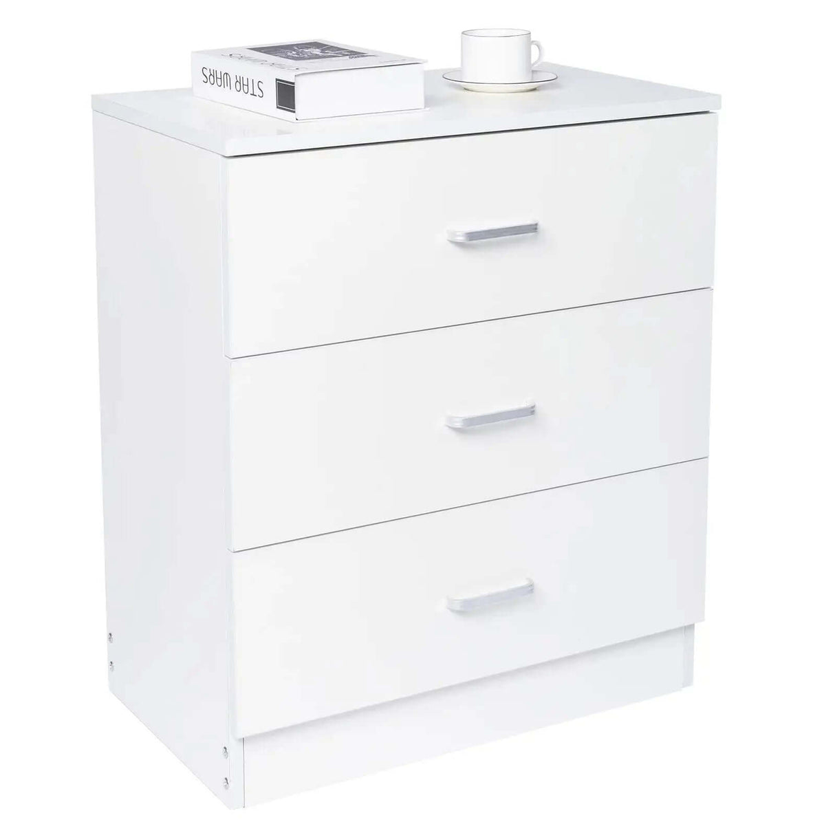 Elegant 3-Drawer White Dresser with Metal Handles for Bedroom Nightstand-Allen Cozy Haven Store