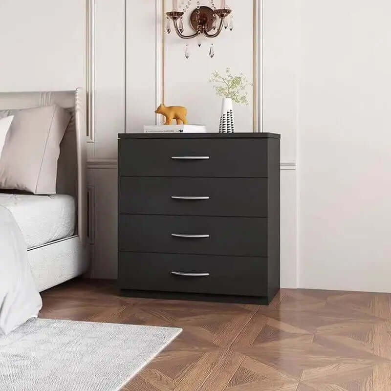 Elegant Black 4-Drawer Chest Dresser for Bedroom Storage-Allen Cozy Haven Store
