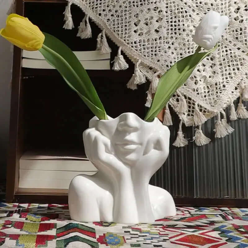 Elegant Ceramic Face Design Vase for Home and Room Decor - Summer 2024 Collection-Allen Cozy Haven Store