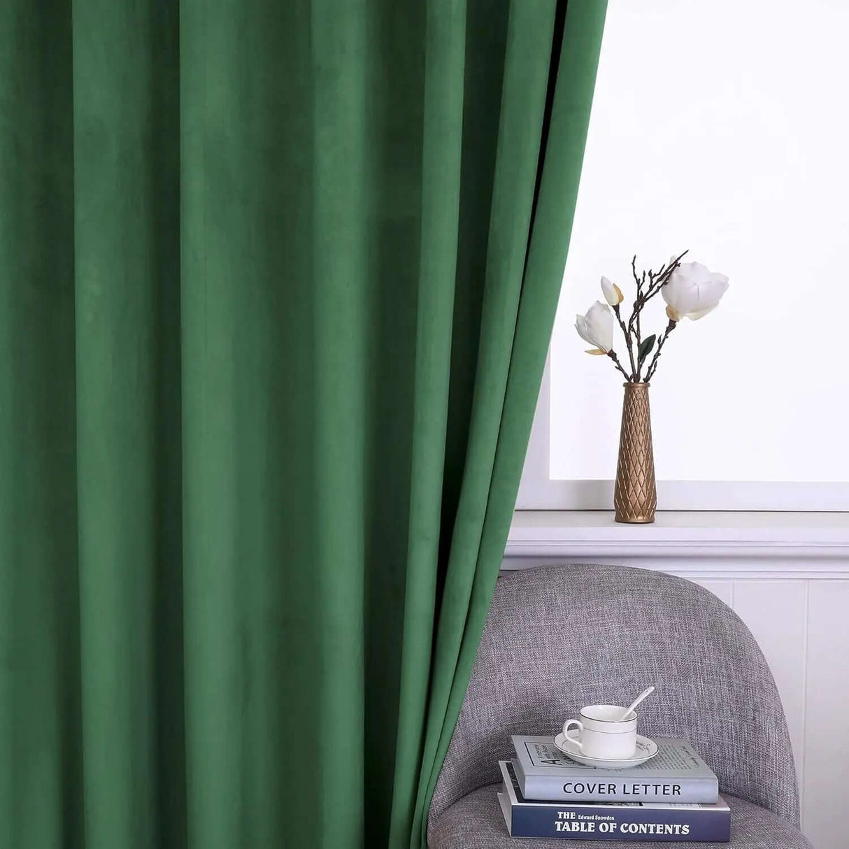 Elegant Green Velvet Blackout Curtains - 84-Inch Thermal Insulated Drapes for Bedroom and Living Room Decor, Grommet Top, Single Panel-Allen Cozy Haven Store