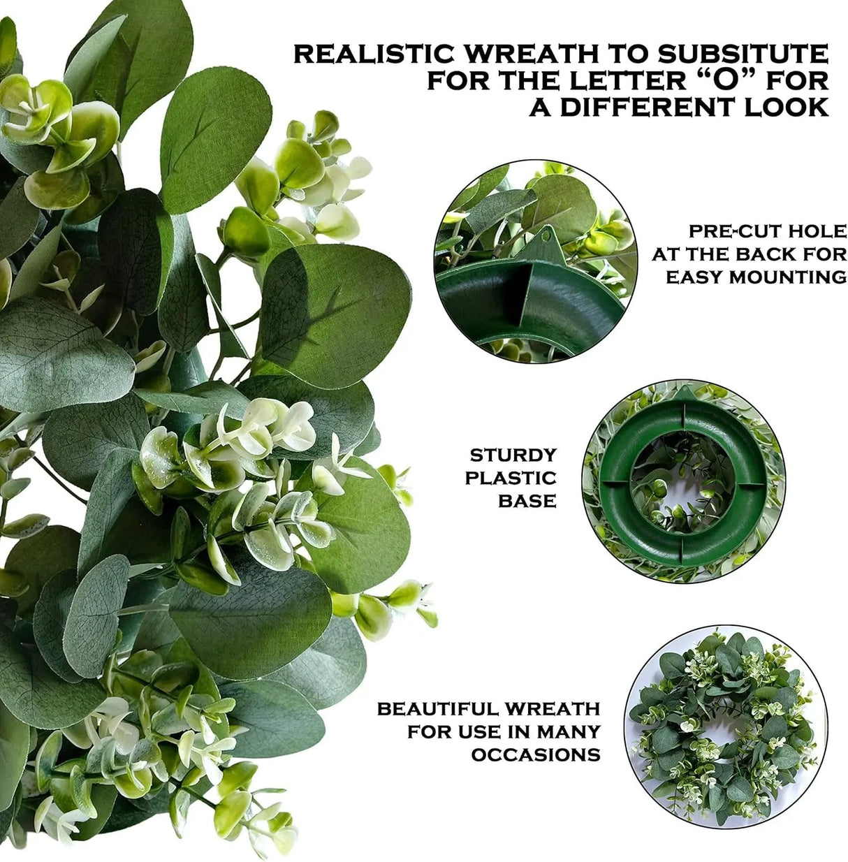 Elegant Wall Decor: Large Home Sign with Wreath - Black Letters for Stylish Home Accents-Allen Cozy Haven Store