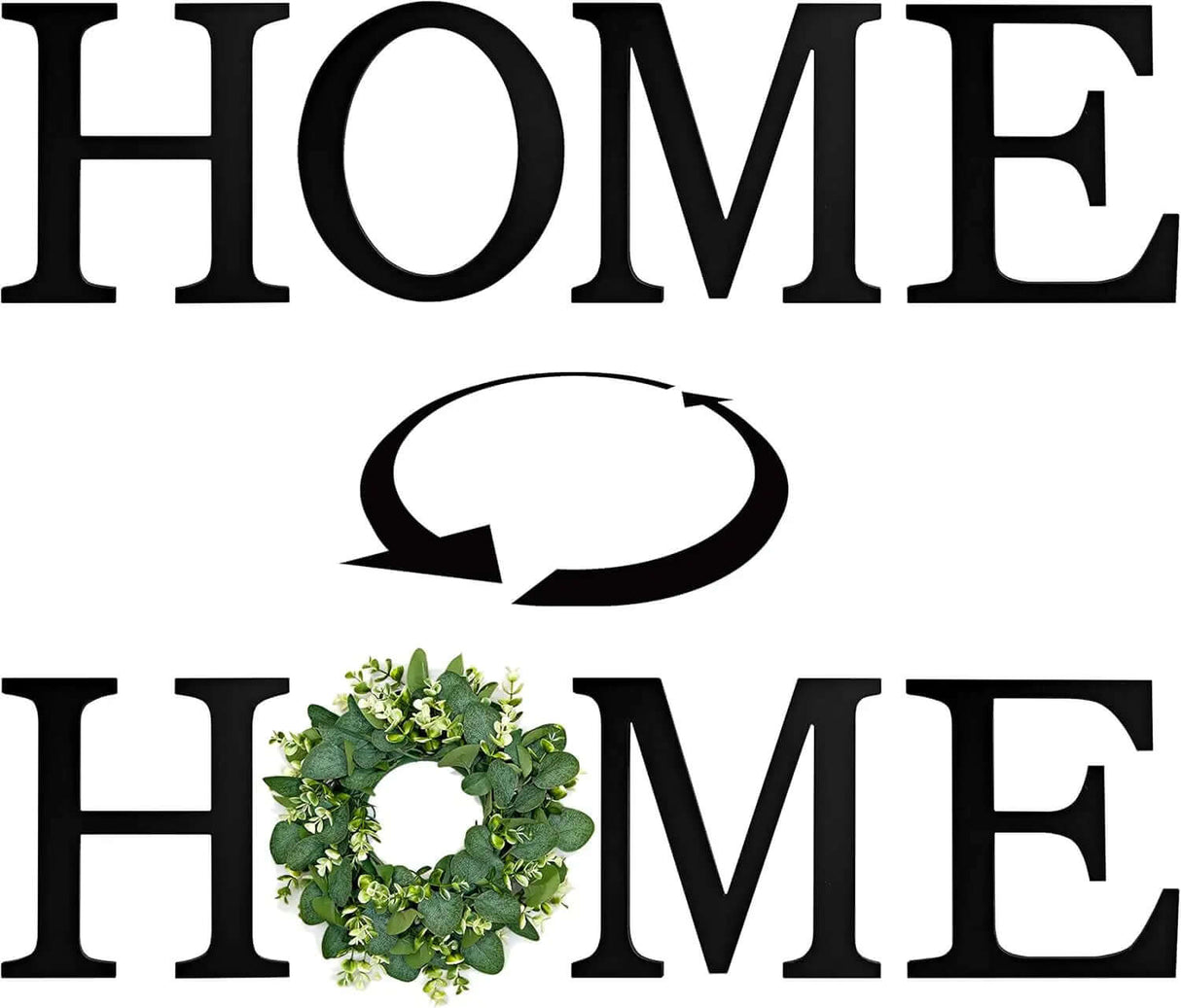 Elegant Wall Decor: Large Home Sign with Wreath - Black Letters for Stylish Home Accents-Allen Cozy Haven Store