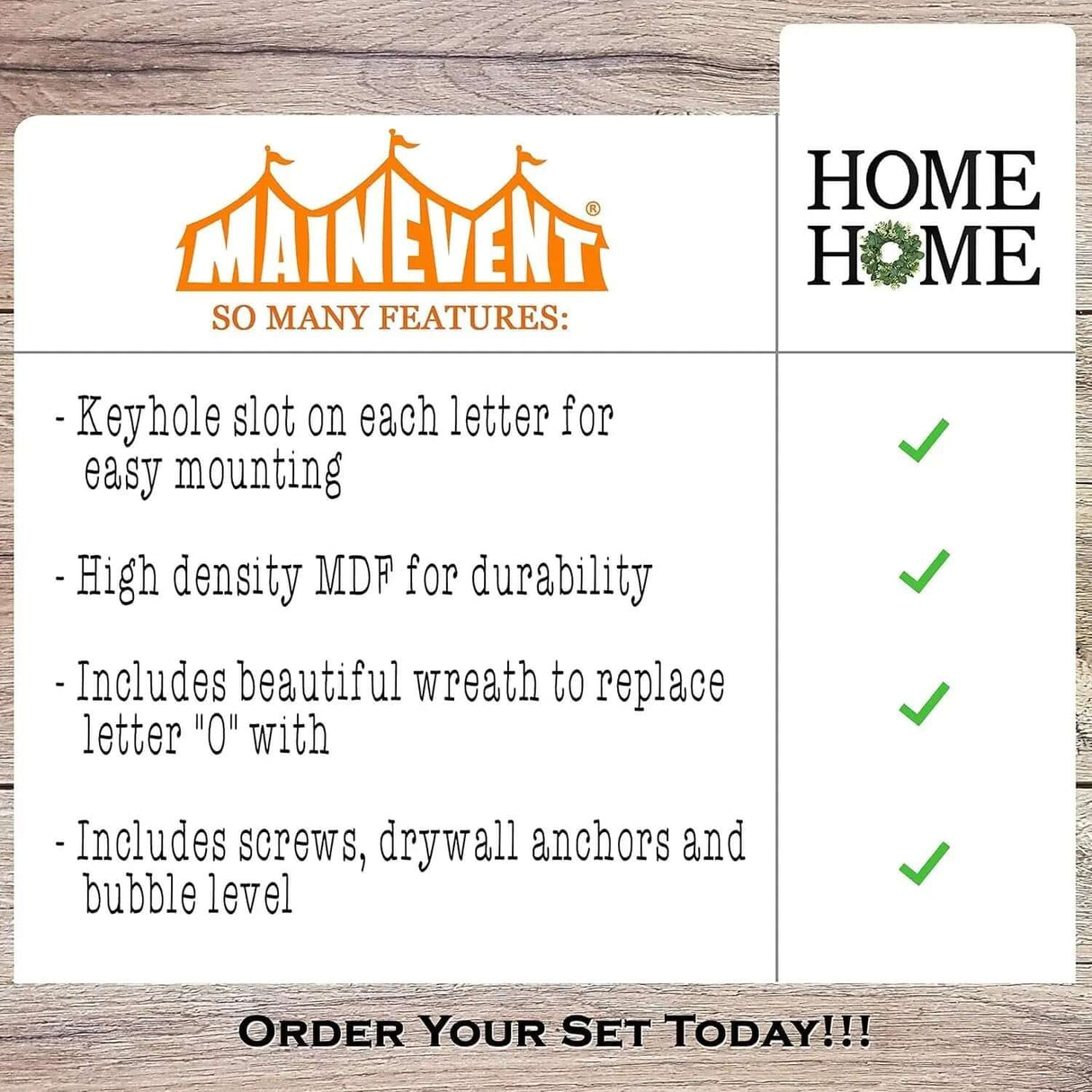 Elegant Wall Decor: Large Home Sign with Wreath - Black Letters for Stylish Home Accents-Allen Cozy Haven Store