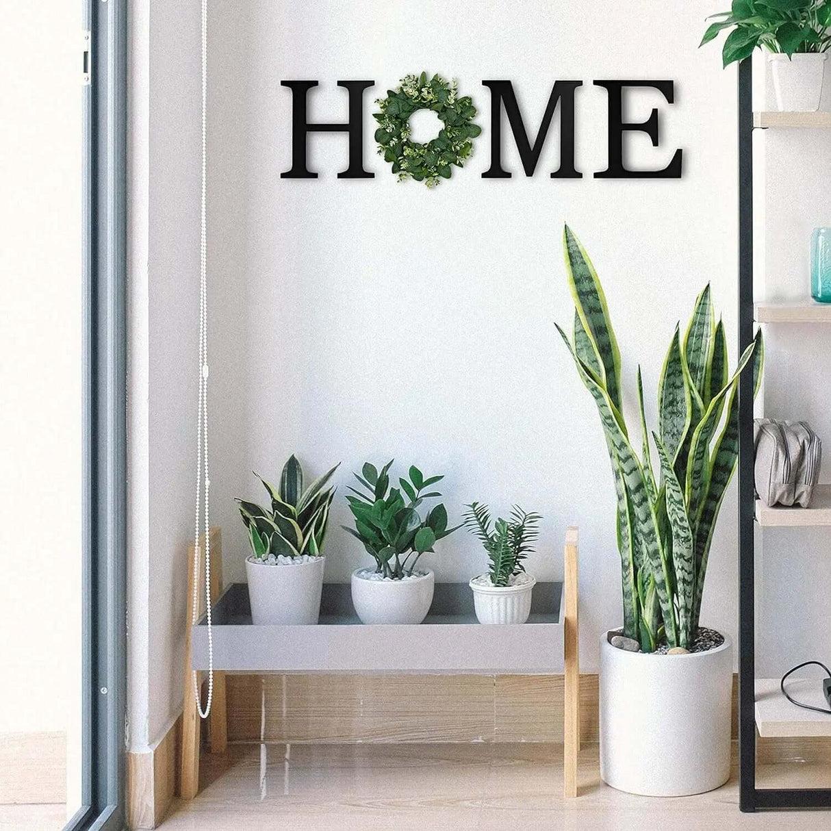 Elegant Wall Decor: Large Home Sign with Wreath - Black Letters for Stylish Home Accents-Allen Cozy Haven Store