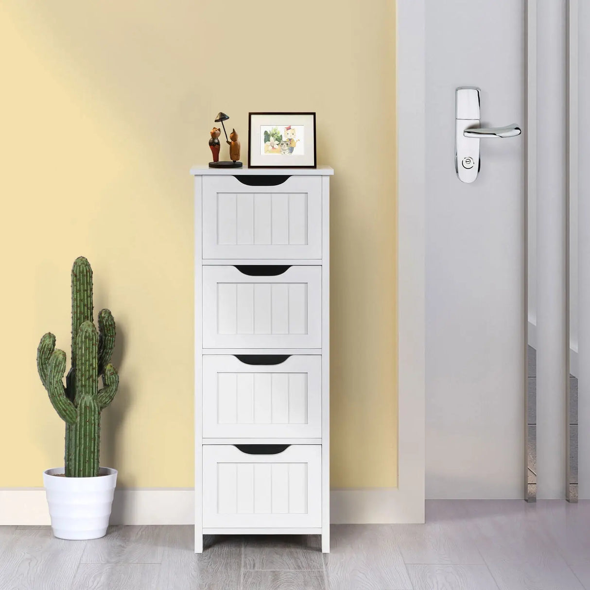 Elegant White 4-Drawer Wooden Dresser-Allen Cozy Haven Store