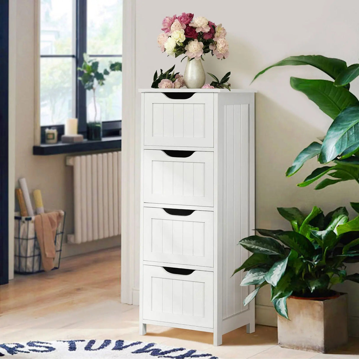 Elegant White 4-Drawer Wooden Dresser-Allen Cozy Haven Store