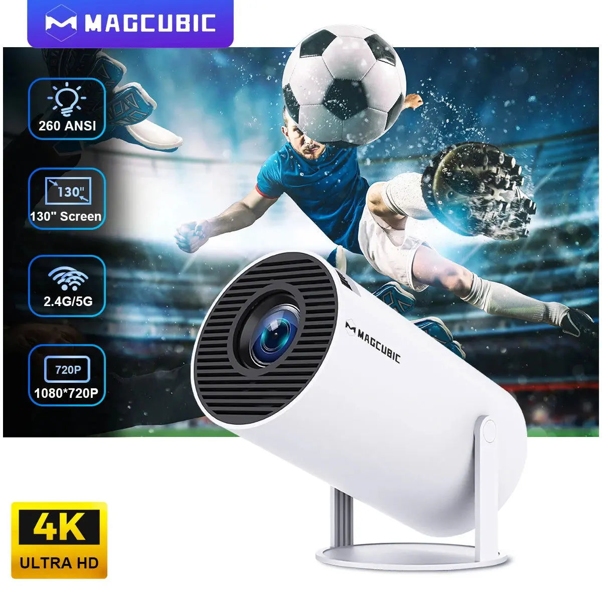 HY300 Pro 4K Android 11 Projector - Dual WiFi, 260 ANSI Lumens, 180° Versatility, Bluetooth 5.0, Portable Outdoor Cinema Solution-Allen Cozy Haven Store