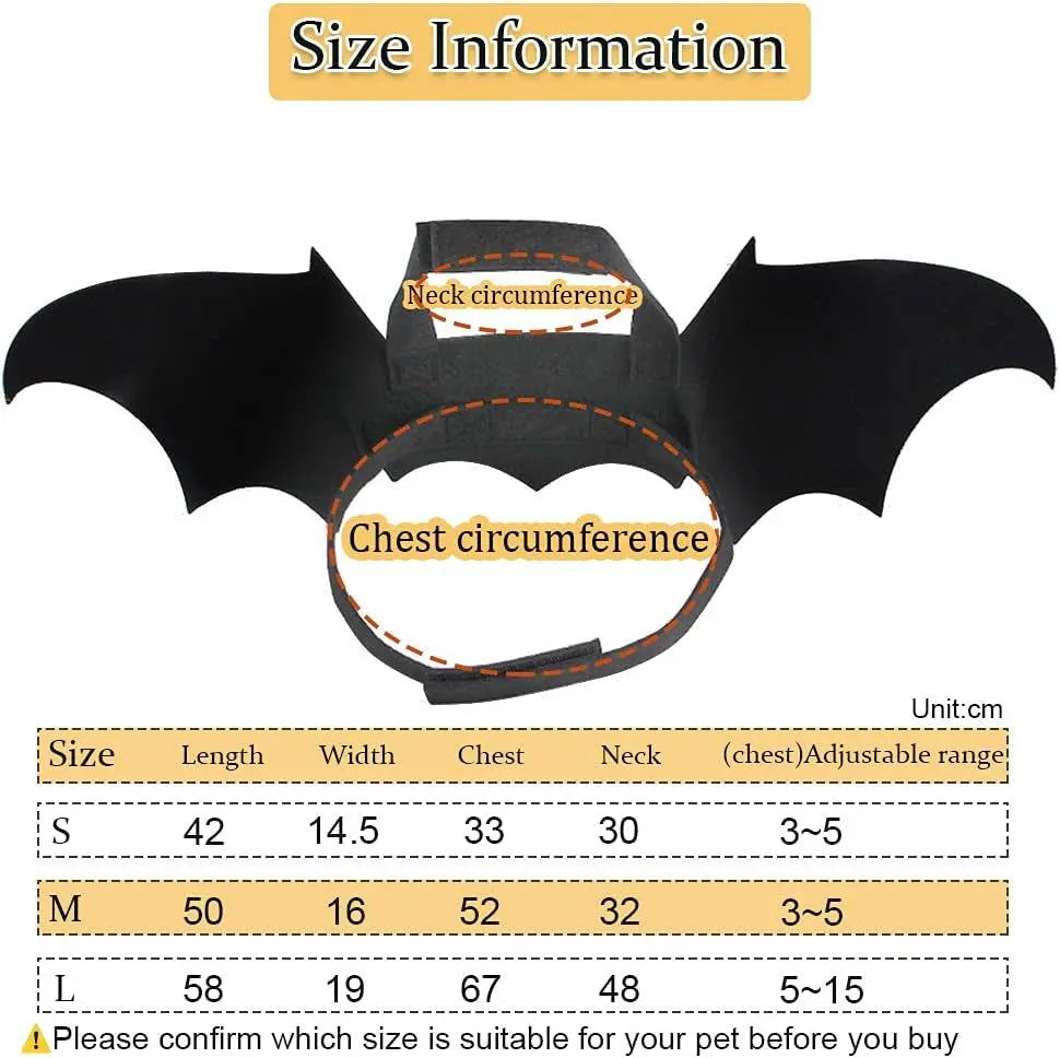 Halloween Pet Costume with Bat Wings and Pumpkin Bells - Suitable for Dogs and Cats, Size S-Allen Cozy Haven Store