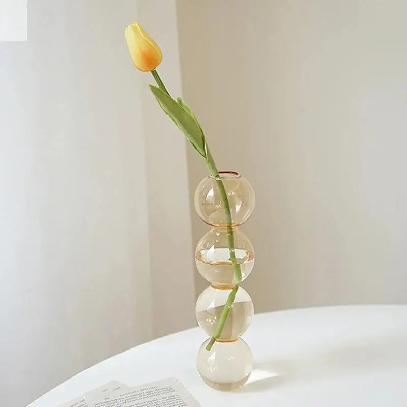 Hand blown Stained Flower Bubble Glass Vase Allen Cozy Haven Store