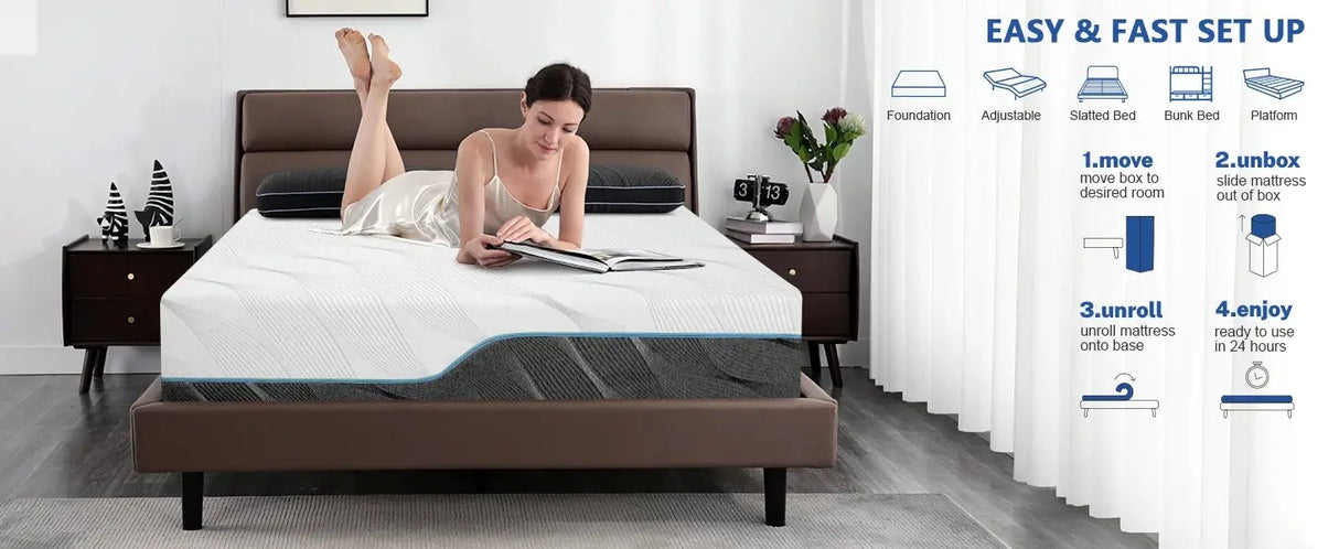 Hcore Queen Mattress, 8/10 inch Medium Firm - Extra Firm Dual-Sided Flip-Flop Mattress for Back Pain Relief Allen Cozy Haven Store