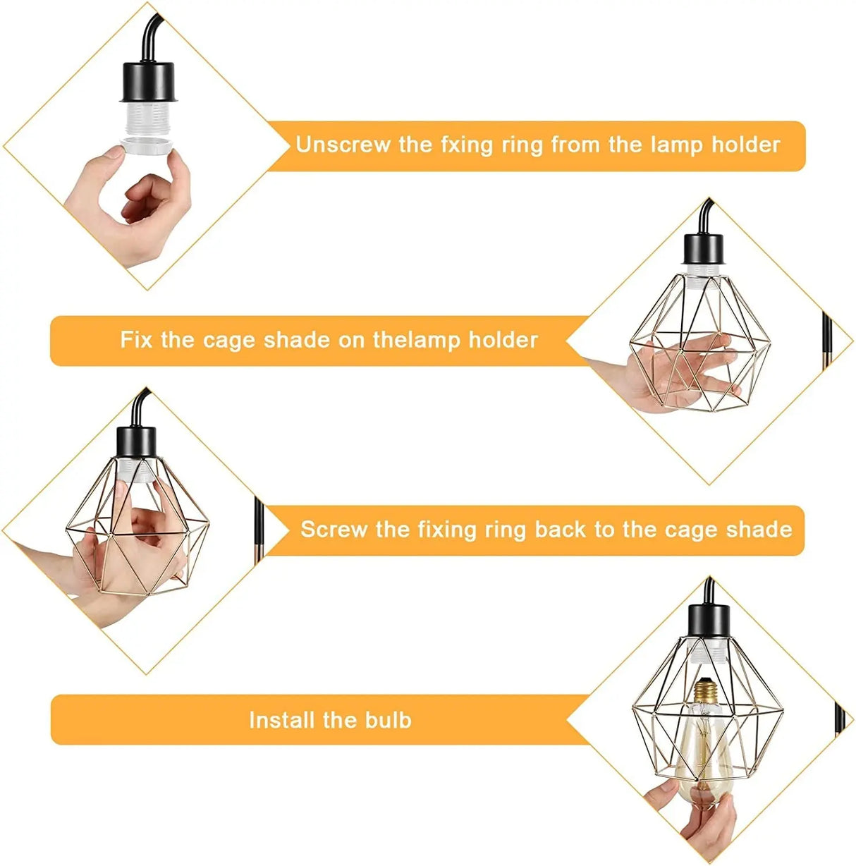 Industrial USB Desk Lamp, Edison Desk Lamp Gold Metal Cage Table Lamp with 2 USB Ports and 1 AC Outlet-Allen Cozy Haven Store