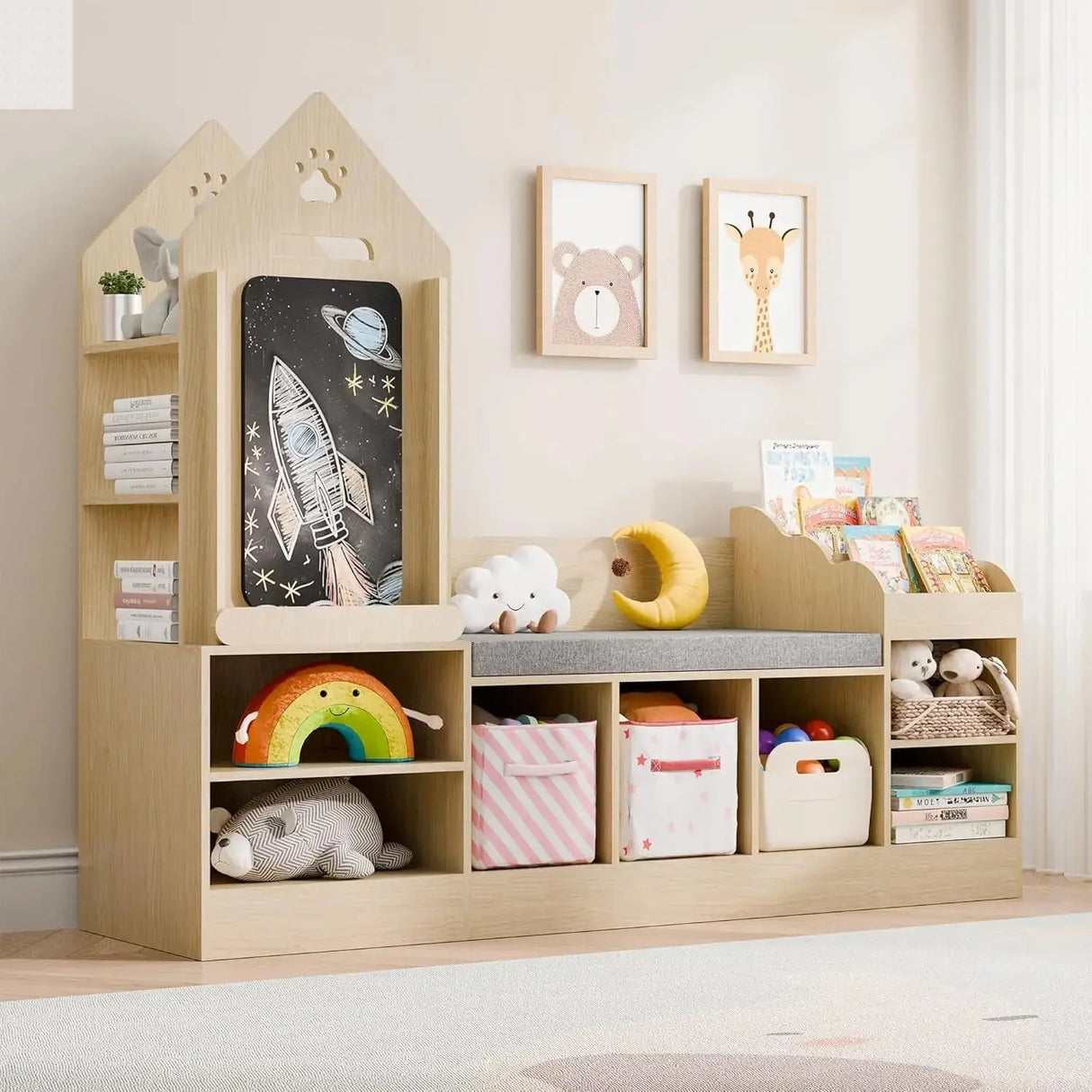 Kids Bookshelf with Reading Nook Allen Cozy Haven Store