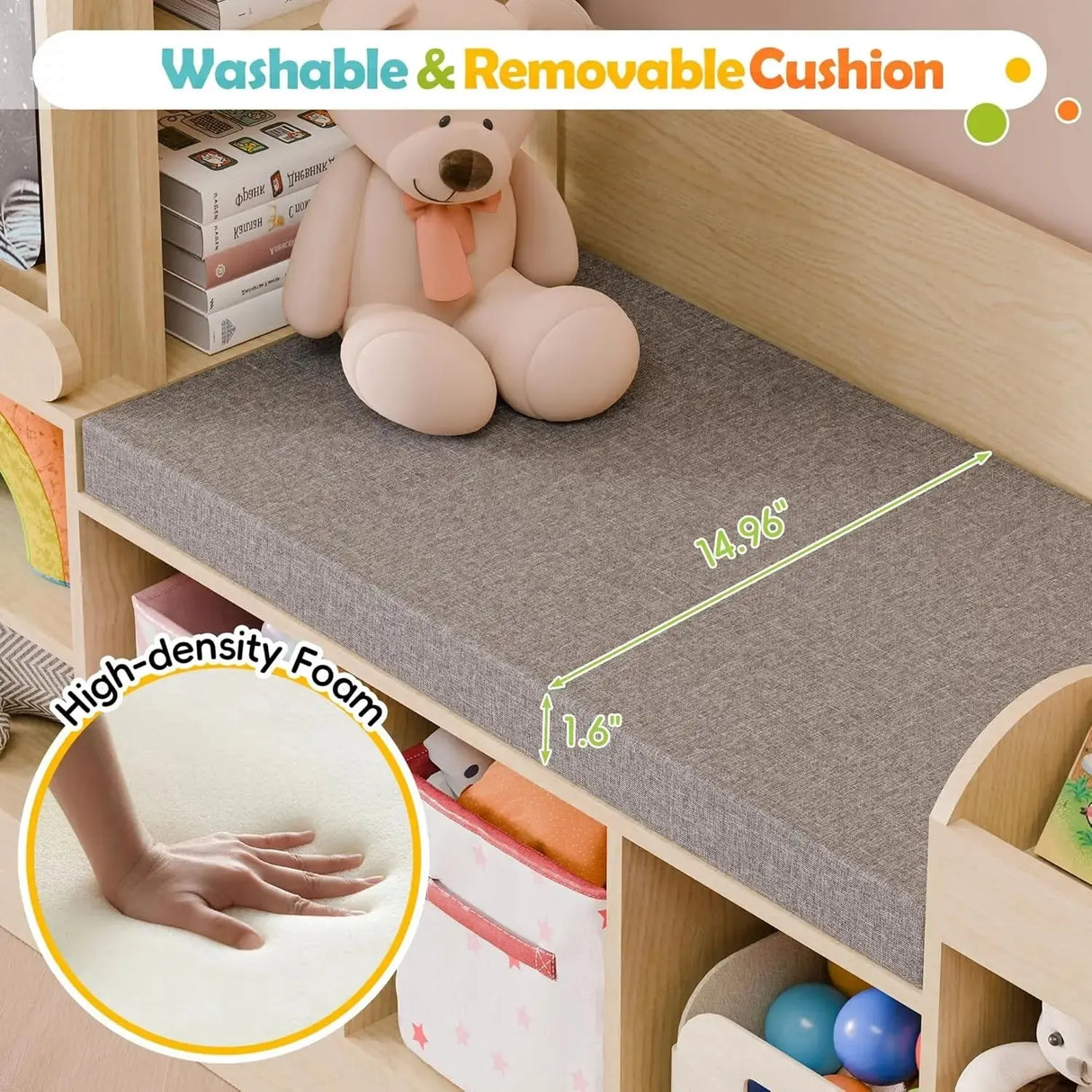 Kids Bookshelf with Reading Nook Allen Cozy Haven Store