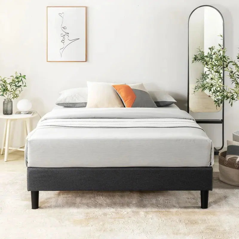 Kirwin Upholstered Metal Platform Bed Frame - Elegant and Durable Design-Allen Cozy Haven Store